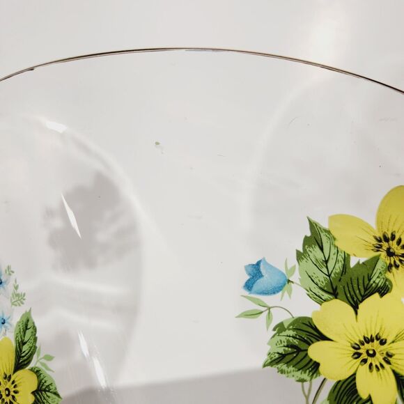 Chance Glass Floral Divided Plate Platter Decorative MCM Vtg Yellow Gold 9 1/2in - Picture 5 of 9
